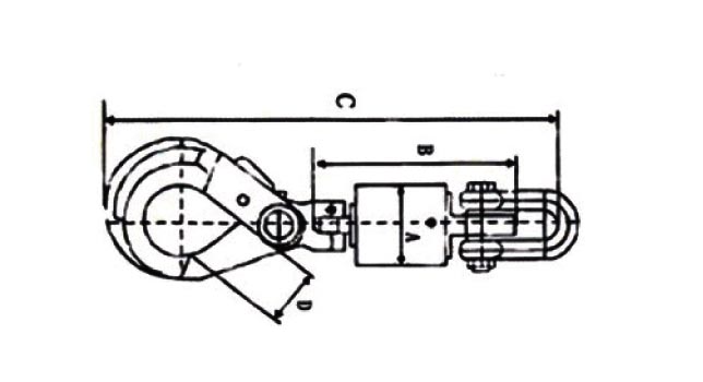 油田旋转吊钩、油田专用旋转钩尺寸图